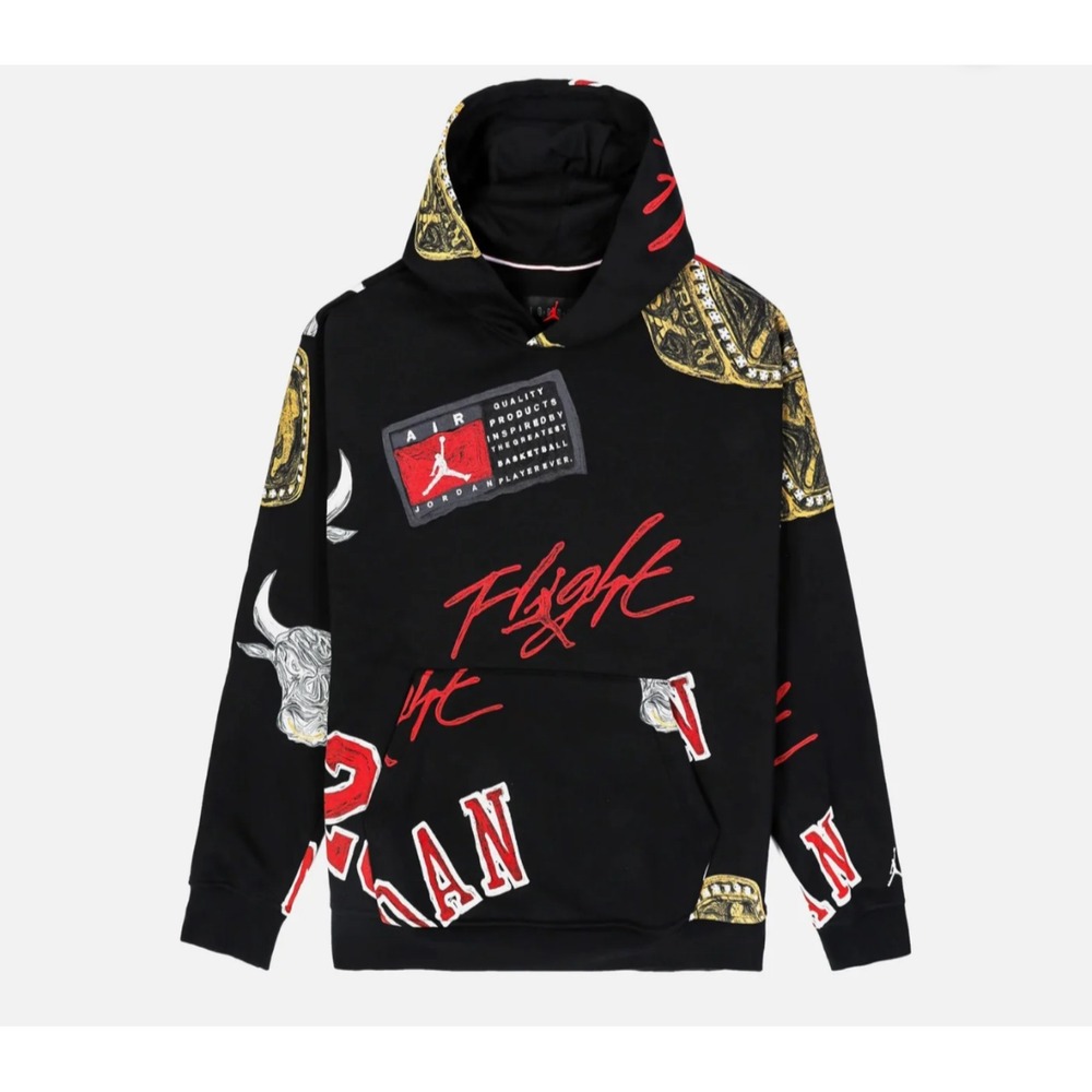 Nike Air Jordan Boy's Fleece Hoodie Chicago Bulls Black M 10 12